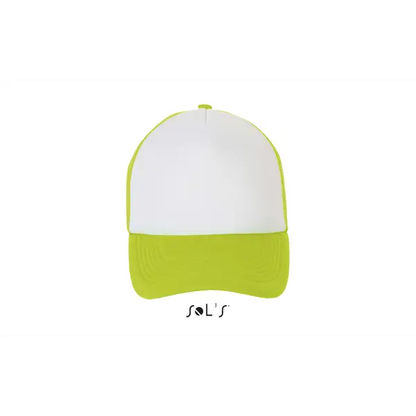 Casquette filet 5 panneaux Bubble taille unique - personnalisée - Blanc/Vert Fluo