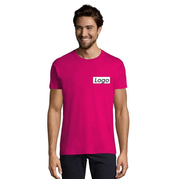 T-shirt manches courtes Homme coton 190g Imperial - personnalisé cœur et dos - Fuchsia