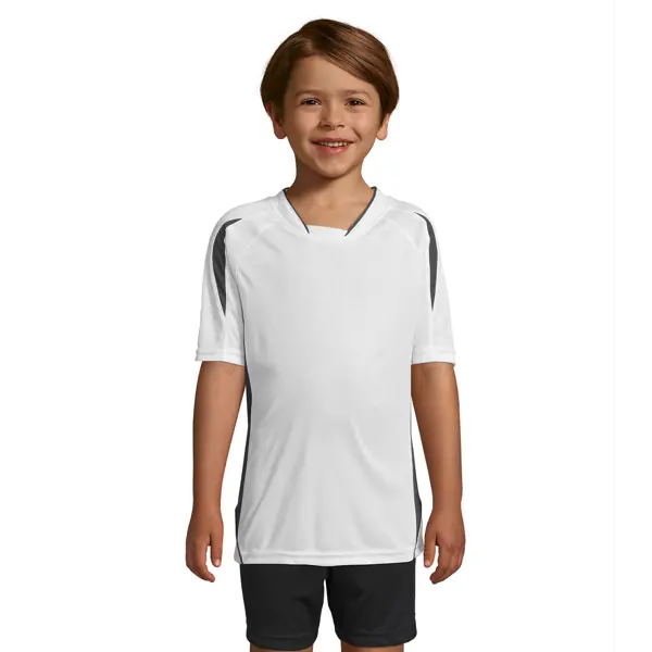 Maillot de sport travaillé enfant Maracana en polyester - personnalisé - Noir/Blanc