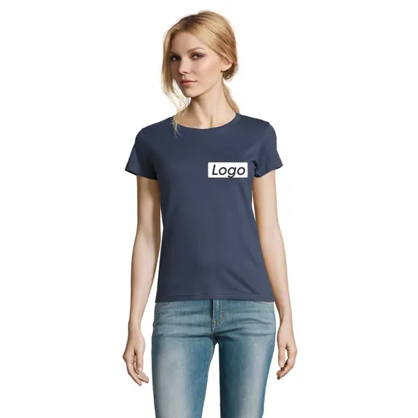 T-shirt manches courtes Femme coton 190g Imperial - personnalisé cœur et dos - Denim