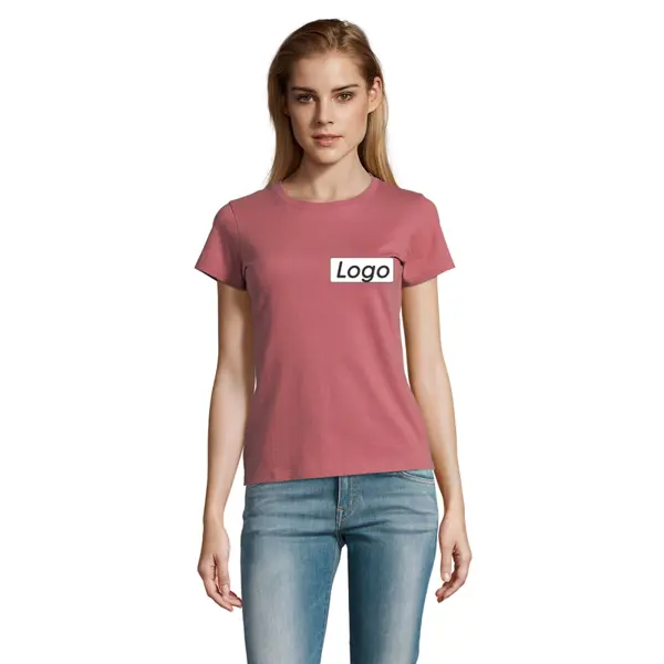  T-shirt manches courtes Femme coton 190g Imperial - personnalisé cœur et dos - Vieux Rose