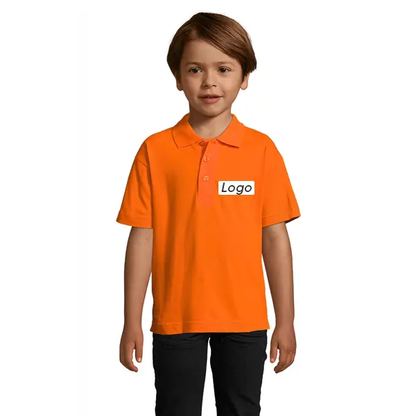 Polo enfant personnalisé en coton - Orange Taille 4 ans