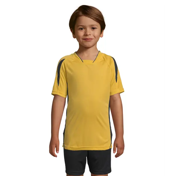 Maillot de sport travaillé enfant Maracana en polyester - personnalisé - Noir/Jaune