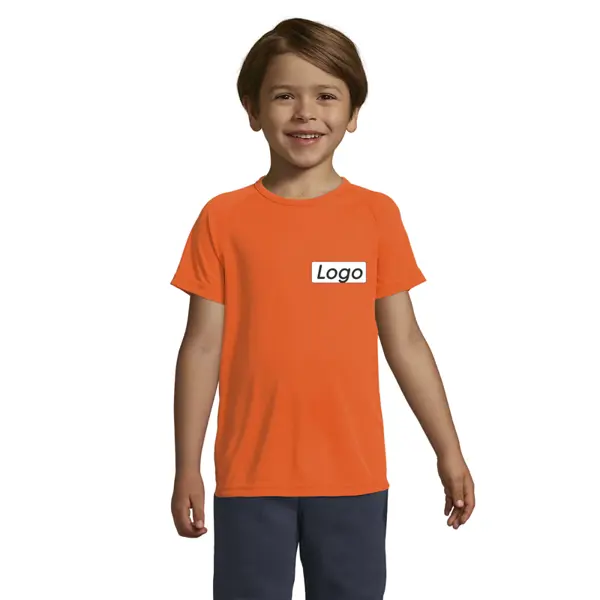 T-shirt enfant polyester Sporty - personnalisé - Orange Fluo