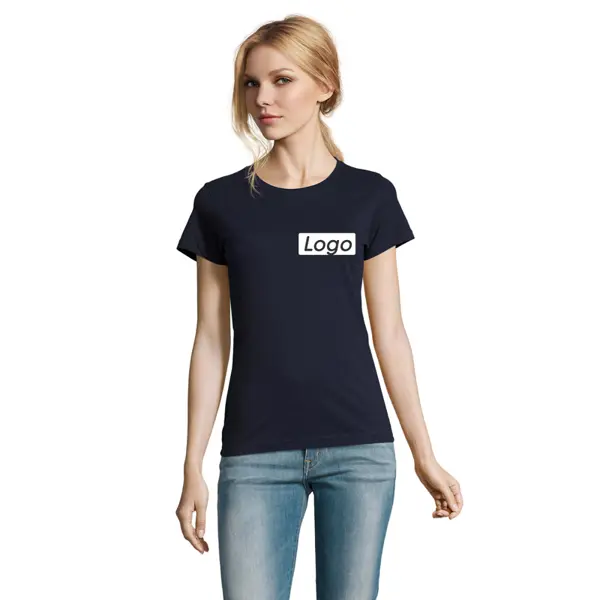 T-shirt manches courtes Femme coton 190g Imperial - personnalisé cœur et dos - French Marine Taille M