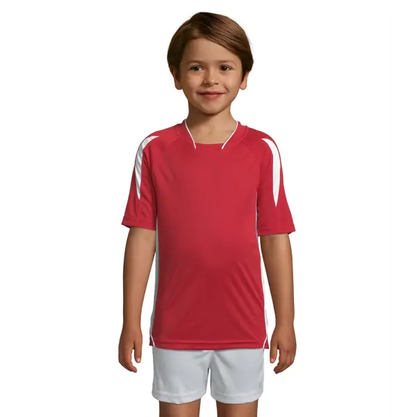 Maillot de sport travaillé enfant Maracana en polyester - personnalisé - Blanc/Rouge