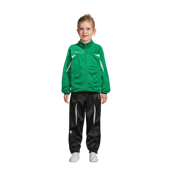 Survêtement complet enfant polyester brillant - personnalisable - Vert/Blanc/Noir