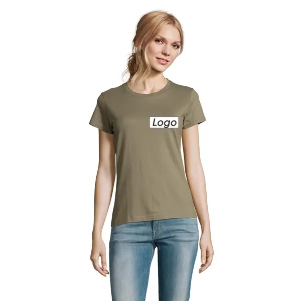 T-shirt manches courtes Femme coton 190g Imperial - personnalisé cœur et dos -  Kaki