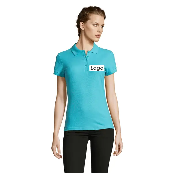 Polo femme personnalisé en coton - Bleu Turquoise