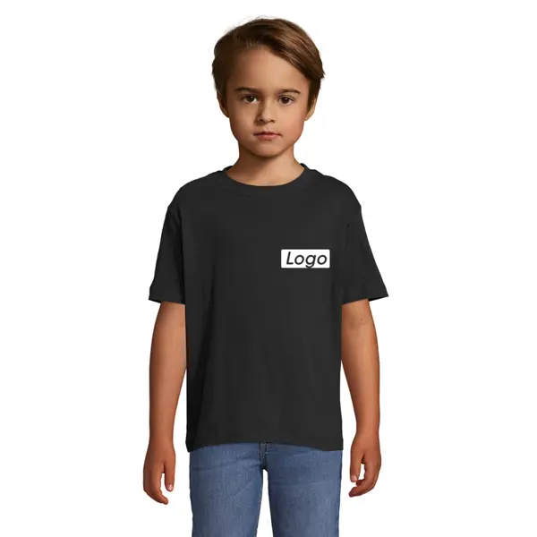 T-shirt manches courtes Enfant coton 150g Regent - personnalisé cœur et dos - Bleu Marine