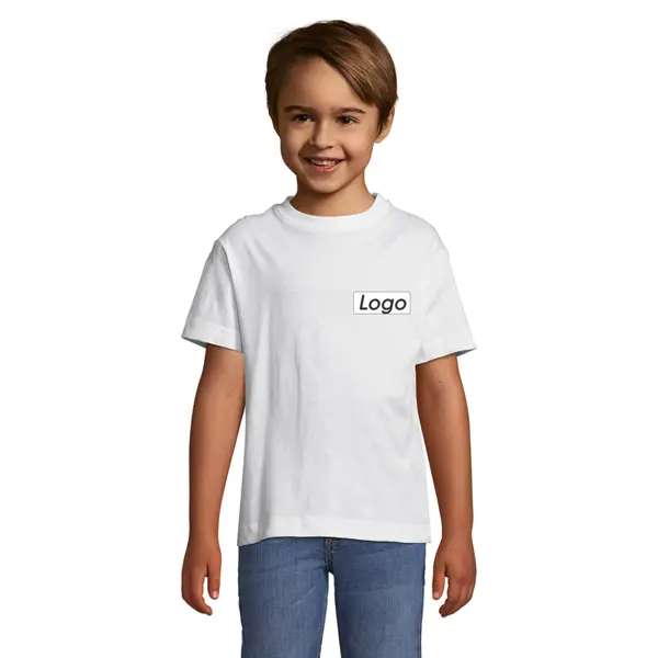 T-shirt manches courtes Enfant coton 150g Regent - personnalisé cœur et dos - Blanc