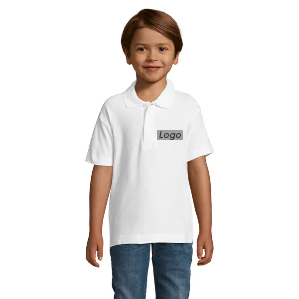 Polo enfant personnalisé en coton - Blanc