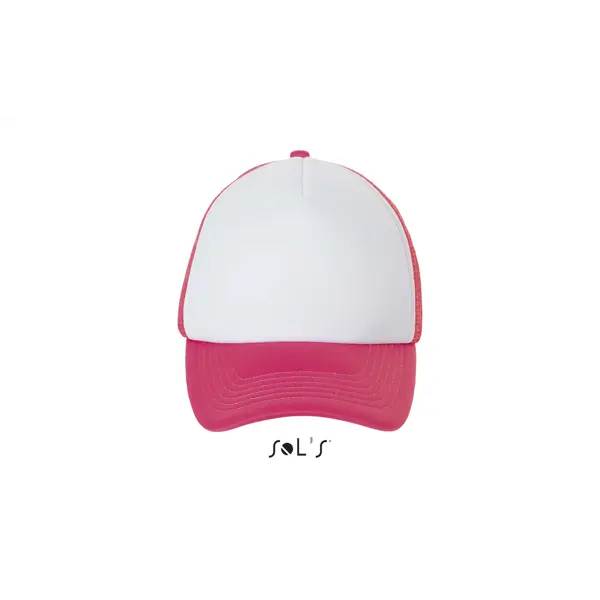 Casquette filet 5 panneaux Bubble taille unique - personnalisée - Blanc/Corail Fluo