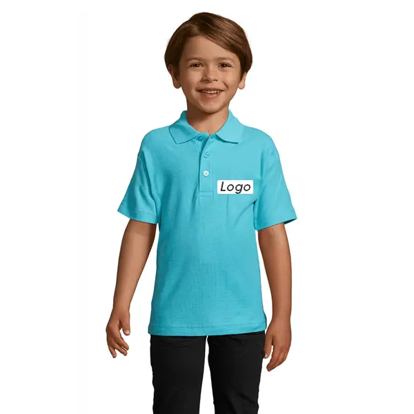 Polo enfant personnalisé en coton - Bleu Turquoise