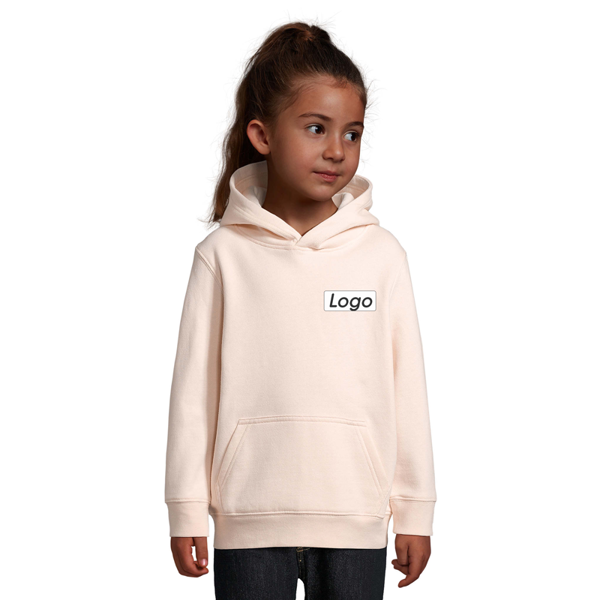 Sweat à capuche Enfant personnalisable molleton gratté 280g Condor - Rose Crémeux