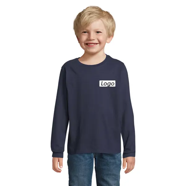 T-shirt manches longues Enfant coton 190g Imperial - personnalisé cœur et dos - French Marine