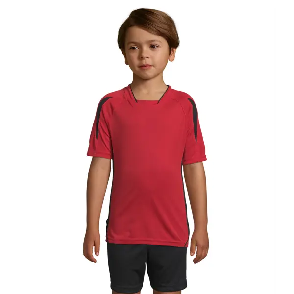 Maillot de sport travaillé enfant Maracana en polyester - personnalisé - Noir/Rouge