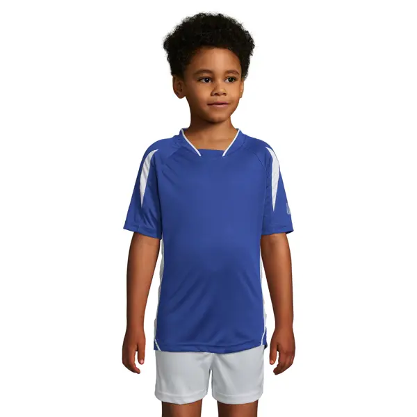 Maillot de sport travaillé enfant Maracana en polyester - personnalisé - Bleu Roi/Blanc