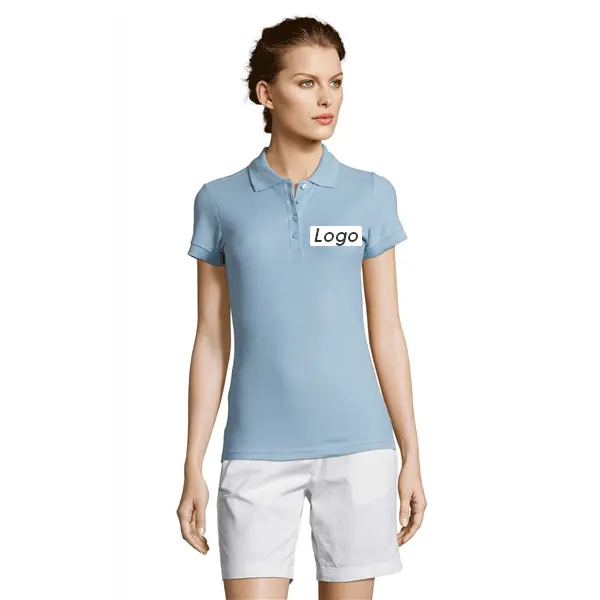 Polo femme personnalisé en coton - Bleu Ciel