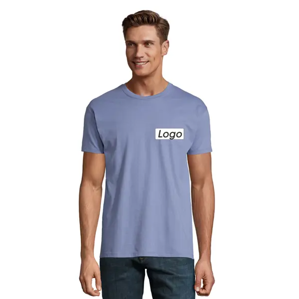 T-shirt manches courtes Homme coton 190g Imperial - personnalisé cœur et dos - Bleu