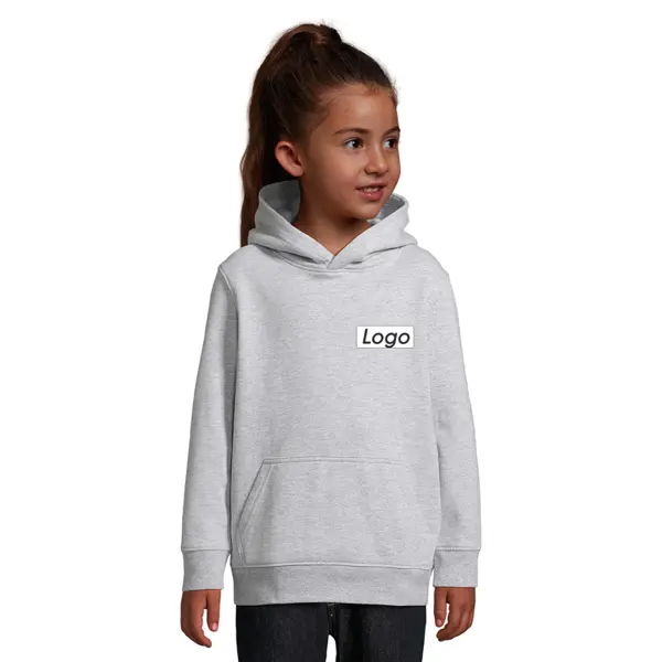 Sweat à capuche Enfant personnalisable molleton gratté 280g Condor - Gris Chiné