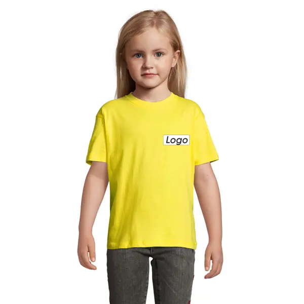 T-shirt manches courtes Enfant coton 150g Regent - personnalisé cœur et dos - Citron Taille 6 ans