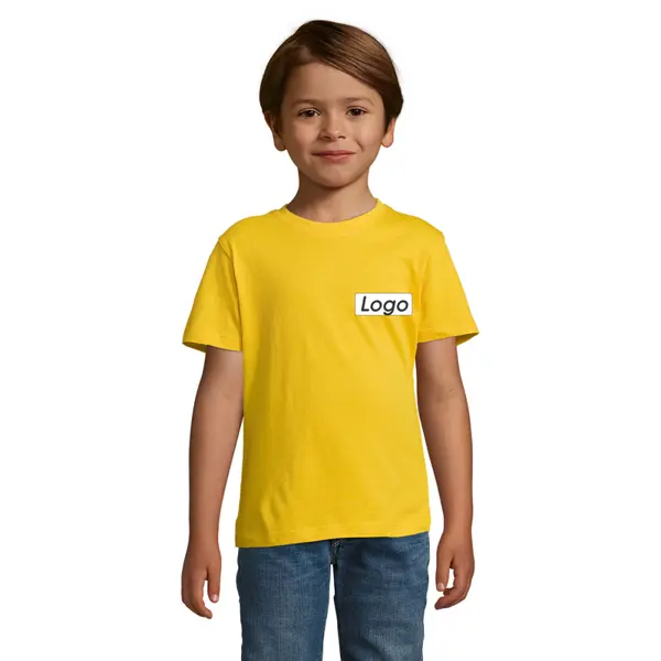 T-shirt manches courtes Enfant coton 150g Regent - personnalisé cœur et dos - Jaune