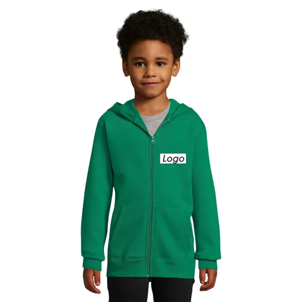 Veste zippée à capuche Enfant personnalisable Stone - Vert Prairie