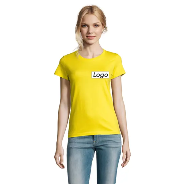 T-shirt manches courtes Femme coton 190g Imperial - personnalisé cœur et dos - Citron