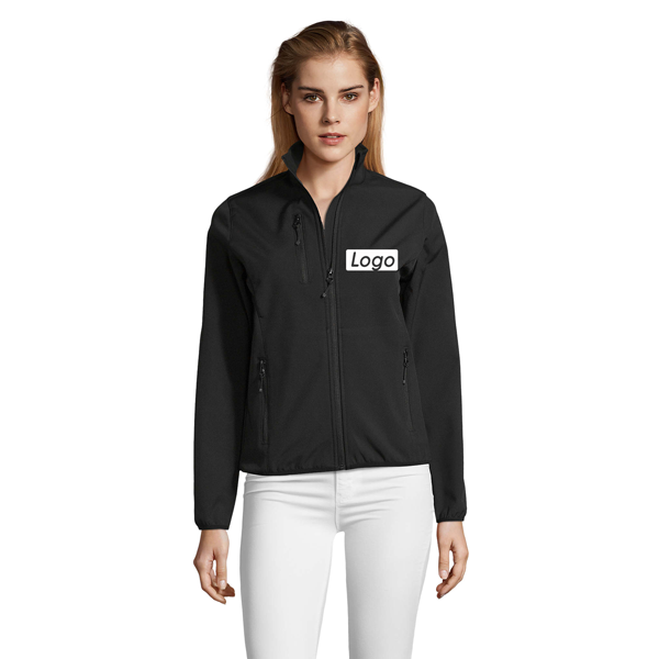 Veste Softshell zippée Femme Radian - personnalisée coeur et dos - Noir