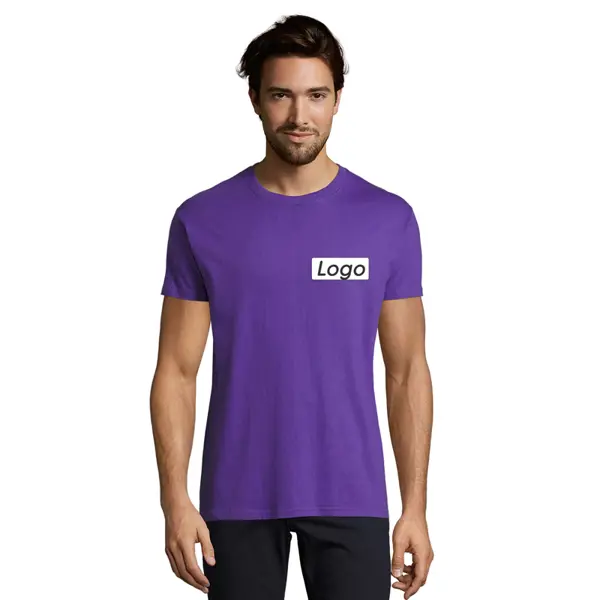 T-shirt manches courtes Homme coton 190g Imperial - personnalisé cœur et dos - Violet Foncé