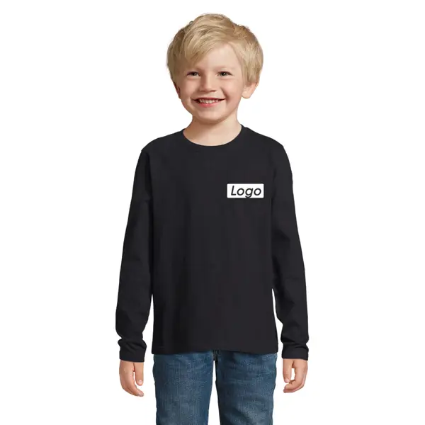 T-shirt manches longues Enfant coton 190g Imperial - personnalisé cœur et dos - Noir