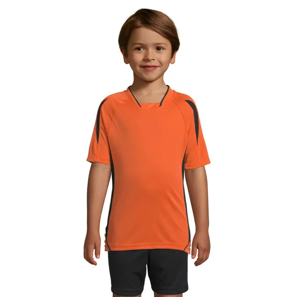 Maillot de sport travaillé enfant Maracana en polyester - personnalisé - Orange/Noir