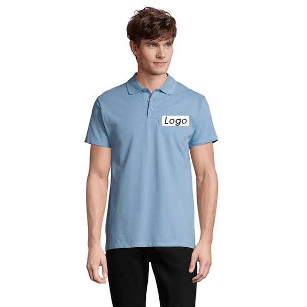 Polo homme personnalisé en coton - Bleu Ciel