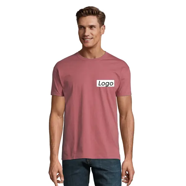 T-shirt manches courtes Homme coton 190g Imperial - personnalisé cœur et dos - Vieux Rose