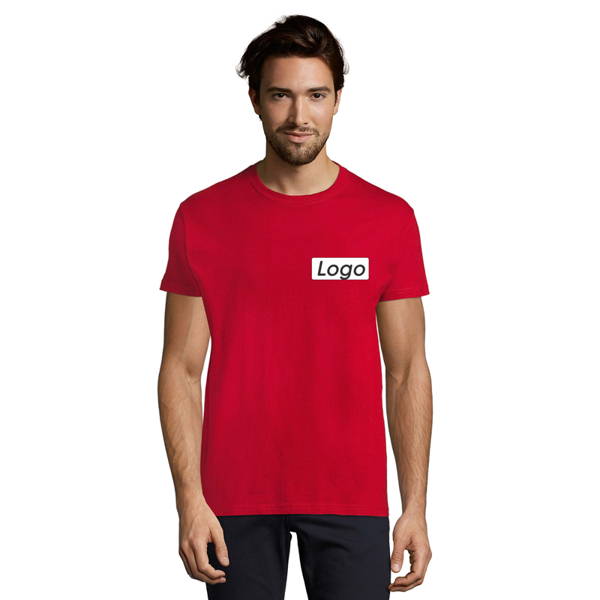 T-shirt manches courtes Homme coton 190g Imperial - personnalisé cœur et dos - Rouge Tango