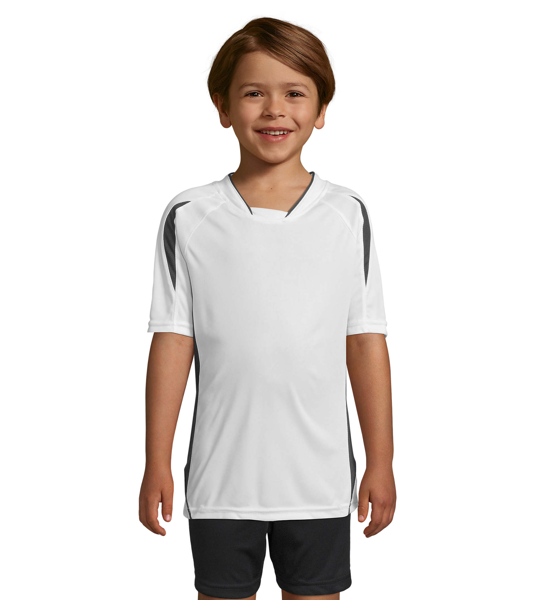 Maillot de sport travaillé enfant Maracana en polyester - personnalisé - Noir/Blanc