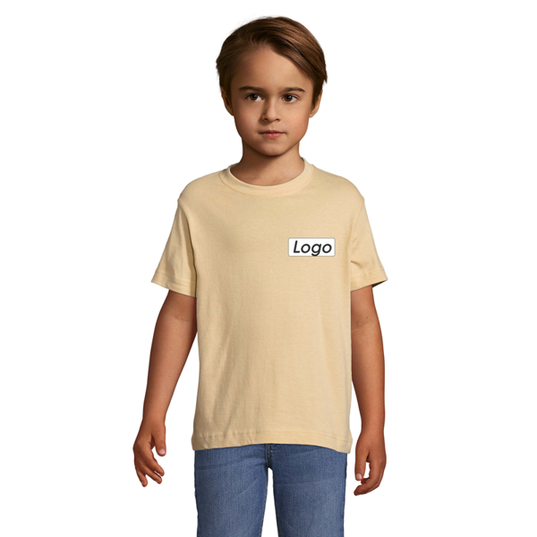 T-shirt manches courtes Enfant coton 150g Regent - personnalisé cœur et dos - Sable