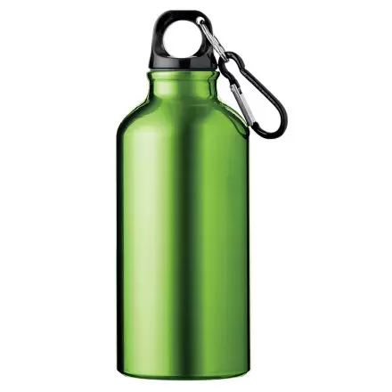 Gourde personnalisée en métal 400 ml avec mousqueton - Vert