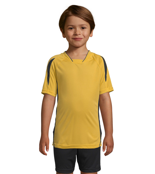 Maillot de sport travaillé enfant Maracana en polyester - personnalisé - Noir/Jaune