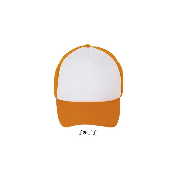 Casquette filet 5 panneaux Bubble taille unique - personnalisée - Blanc/Orange Fluo