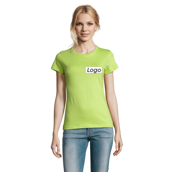 T-shirt manches courtes Femme coton 190g Imperial - personnalisé cœur et dos - Vert Pomme