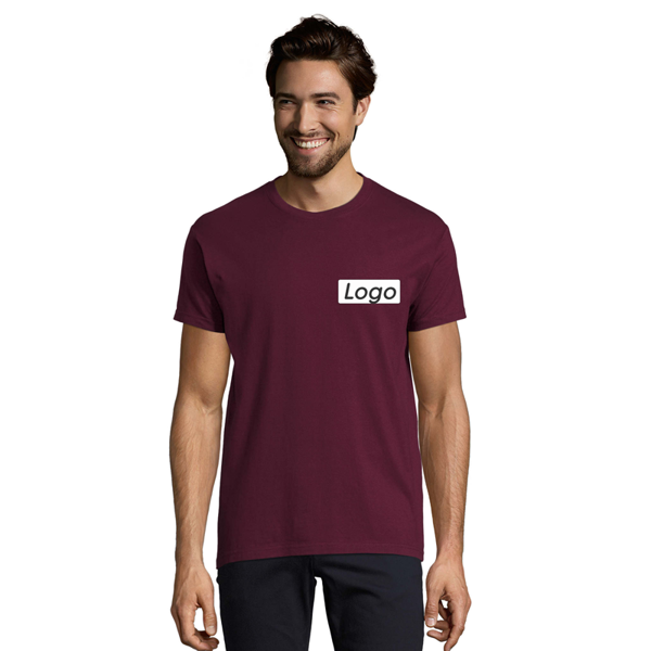 T-shirt manches courtes Homme coton 190g Imperial - personnalisé cœur et dos - Bordeaux