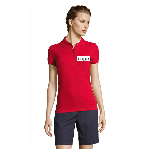 Polo femme personnalisé en coton - Rouge