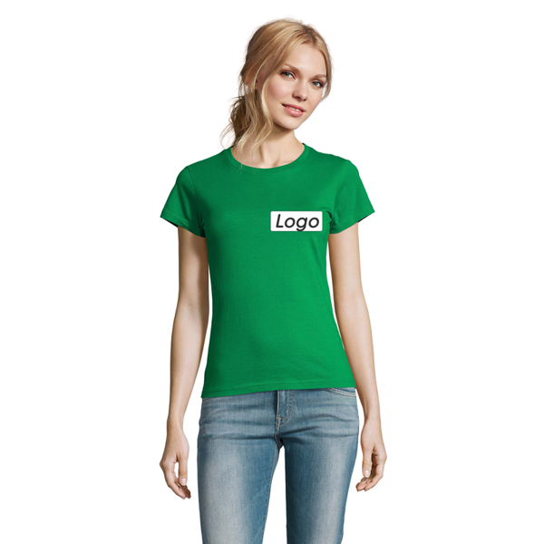 T-shirt manches courtes Femme coton 190g Imperial - personnalisé cœur et dos - Vert Prairie