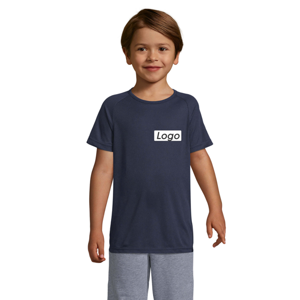 T-shirt enfant polyester Sporty - personnalisé - Bleu Marine