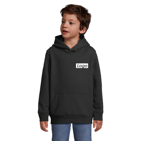 Sweat à capuche Enfant personnalisable molleton gratté 280g Condor - Noir