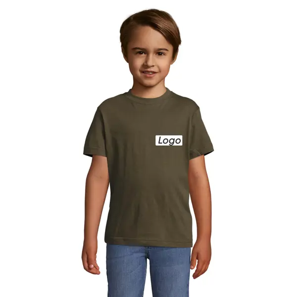 T-shirt manches courtes Enfant coton 150g Regent - personnalisé cœur et dos - Army