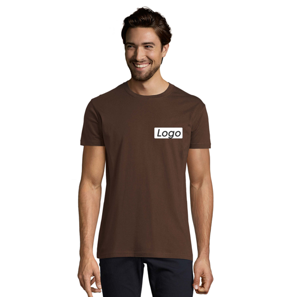 T-shirt manches courtes Homme coton 190g Imperial - personnalisé cœur et dos - Chocolat