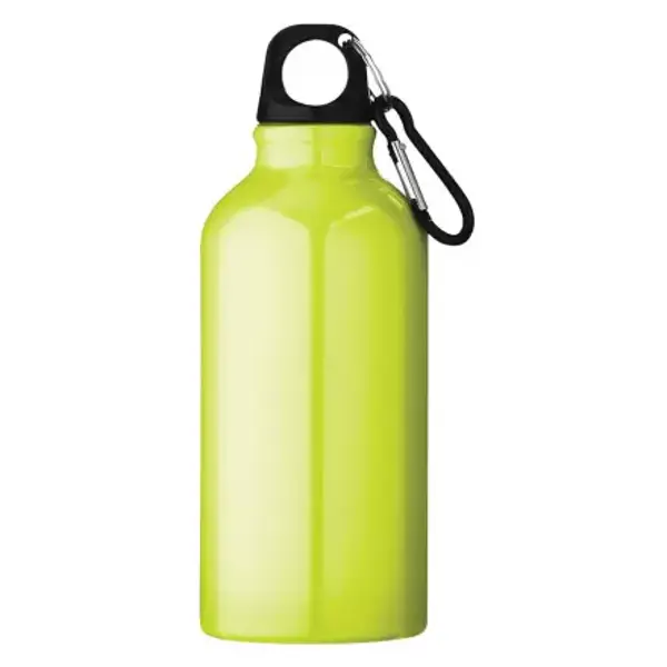 Gourde personnalisée en métal 400 ml avec mousqueton - Jaune